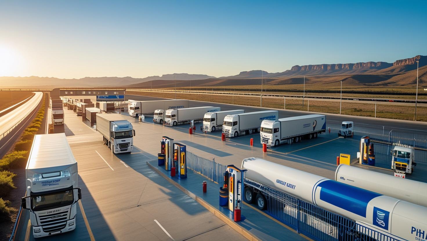 Trucks parked at Phela Energies Truck Stop